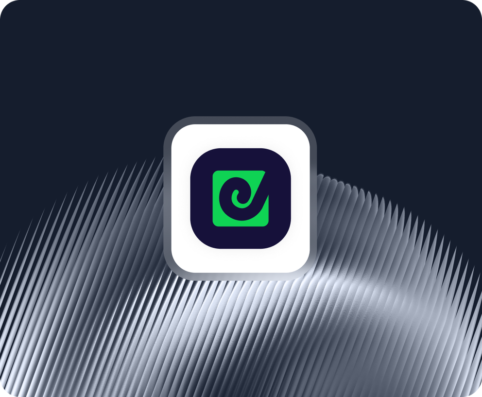 Geckoboard - App icon with a bright green spiral in a dark blue square.