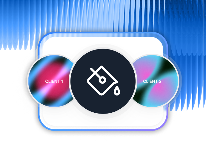 Whatagraph white-labelling interface showing a branded report with custom client logos and colour scheme.