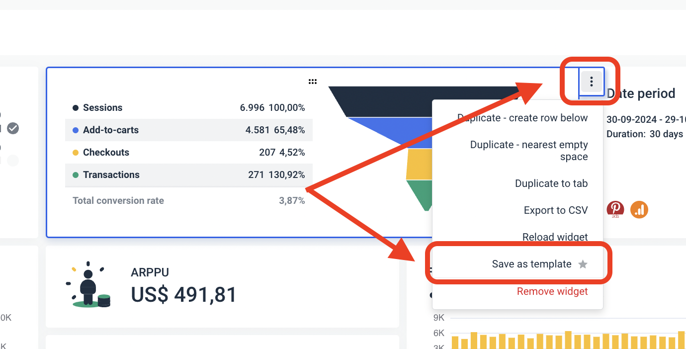 how to save widgets as templates - Whatagraph