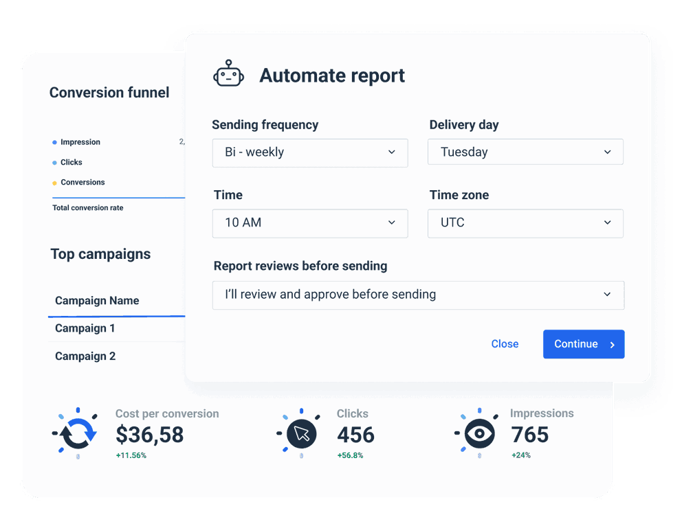 Automate report sharing with Whatagraph