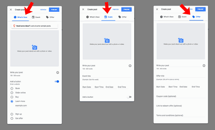 3 types og GMP post creations