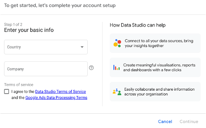 Create Google Data Studio Account