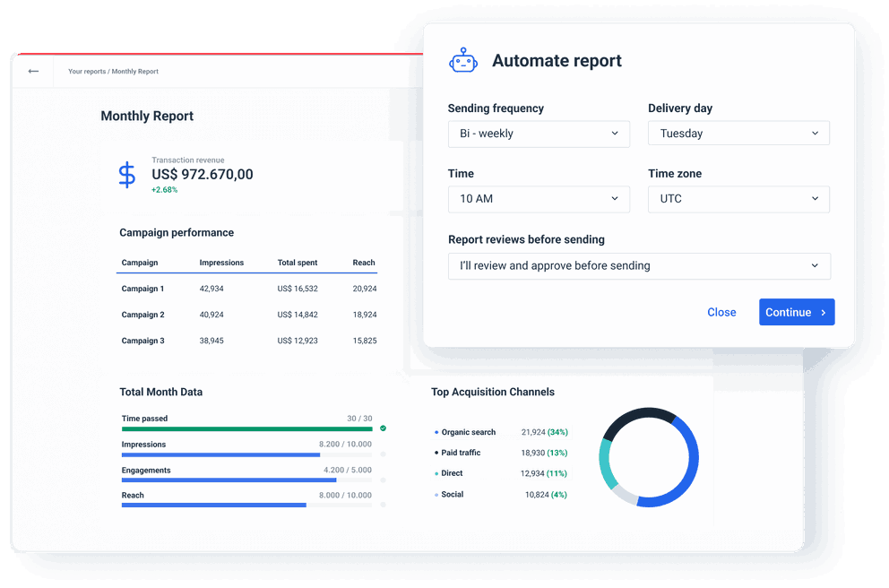 Whatagraph custom reporting template