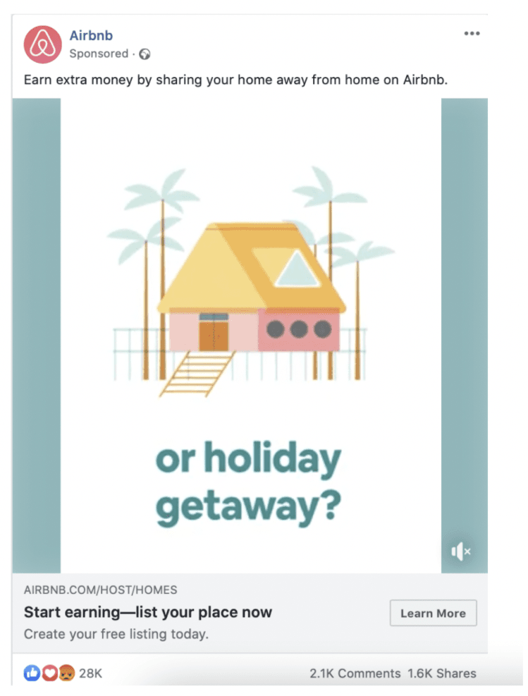 Example of Facebook Ad by Airbnb