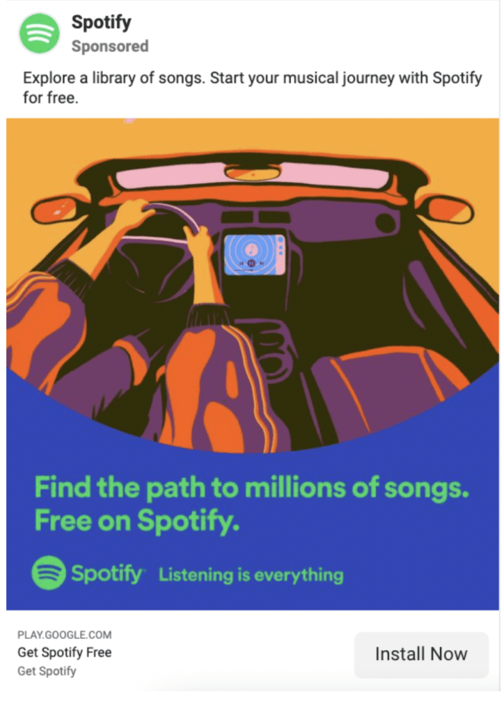 Example of Facebook Ad by Spotify