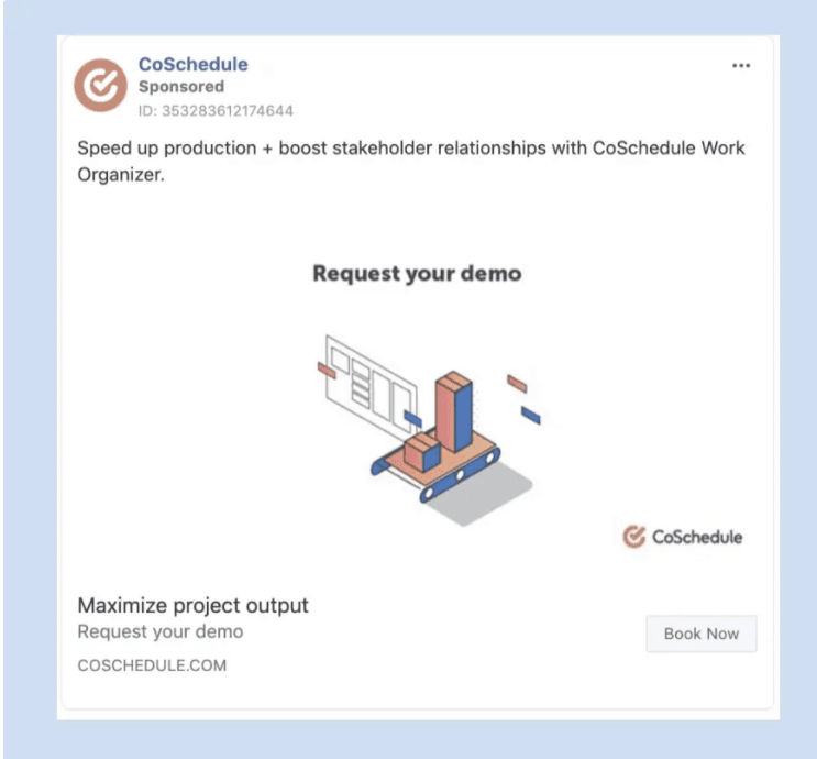 Example of Facebook Ad by CoSchedule