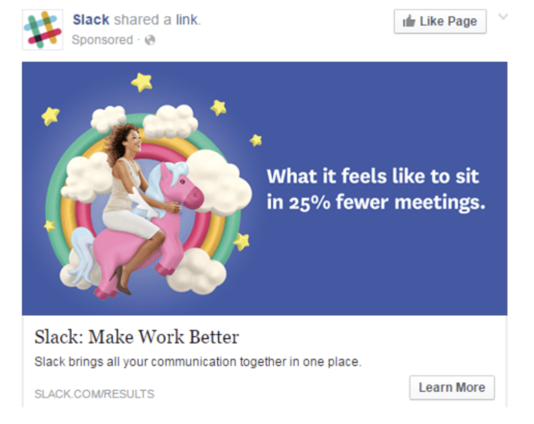 Example of Facebook Ad by Slack