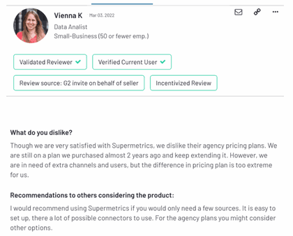 G2 Supermetrics reviews