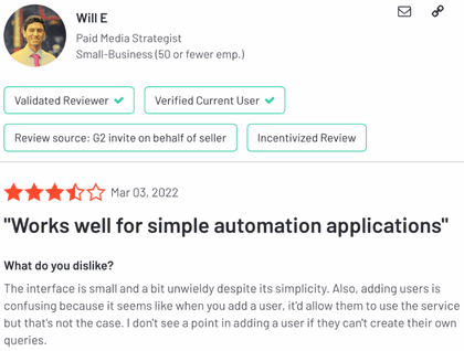 G2 Supermetrics reviews
