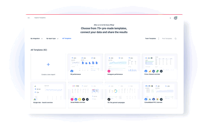 Choose whether you want to start from a blank page or use a pre-made Google report template. 