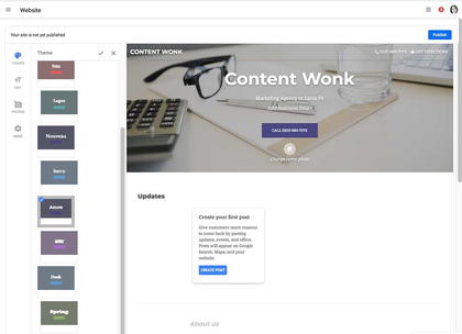 Website themes for your Google My Business website