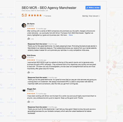 Google My Business reviews