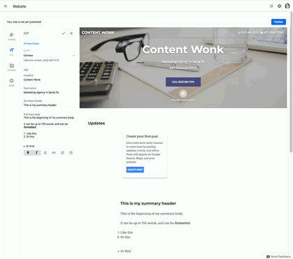 Setting up Google My Business website