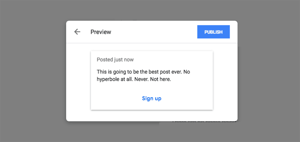 An example of a sign up post in Google My Business
