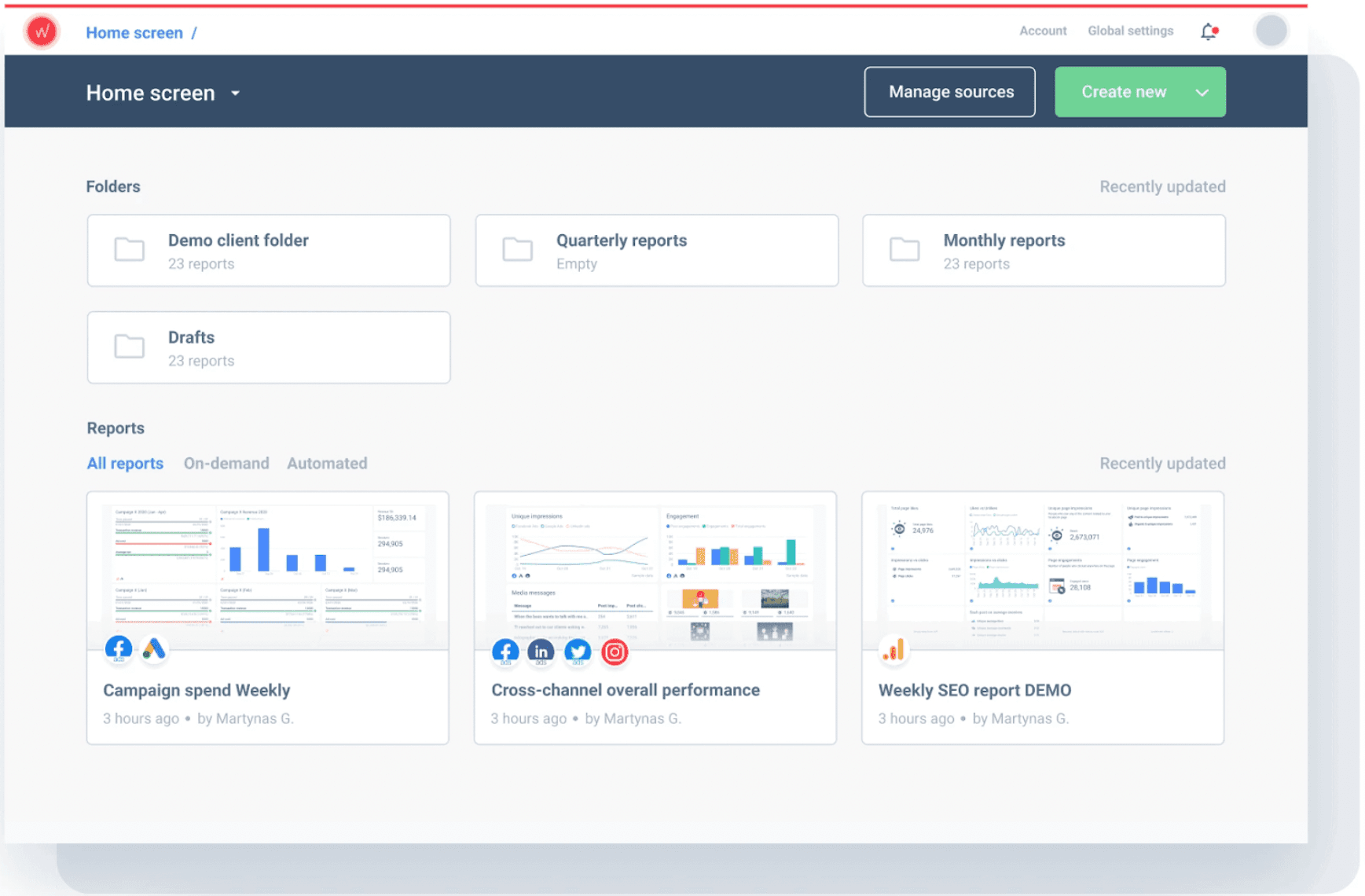 Whatagraph is a reporting tool designed to help marketing agencies automate reporting processes