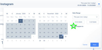 Compare date ranges on your custom Instagram Insights report.