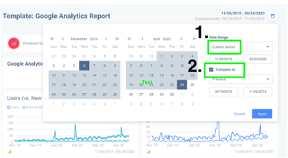 You can compare different date ranges with custom Google Analytics reports.