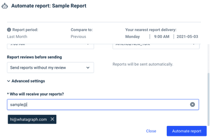 schedule your data analysis with Whatagraph
