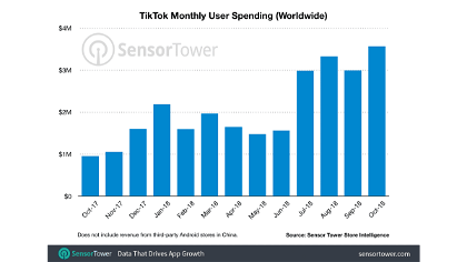 TikTok monthly spending