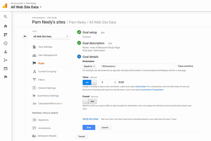 How to set up Google Analytics goals