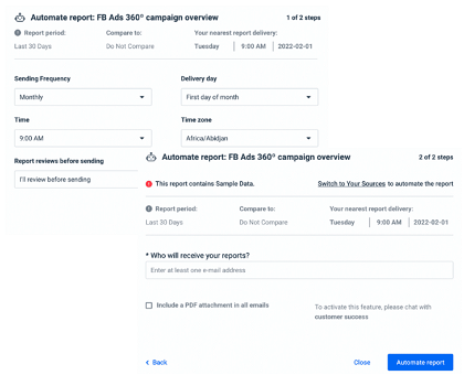 whatagraph automate social media report