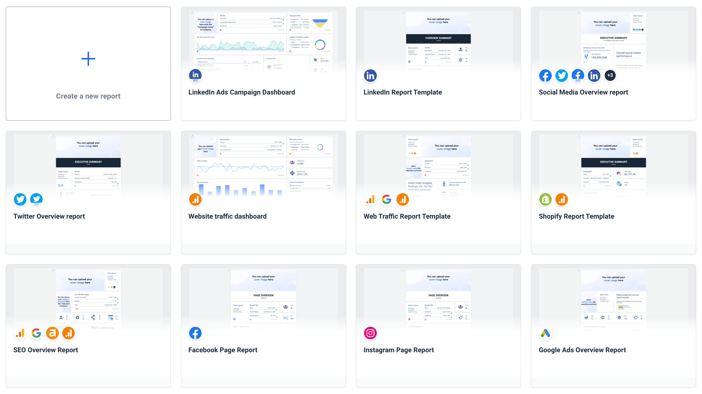 Whatagraph library of report and dashboard templates