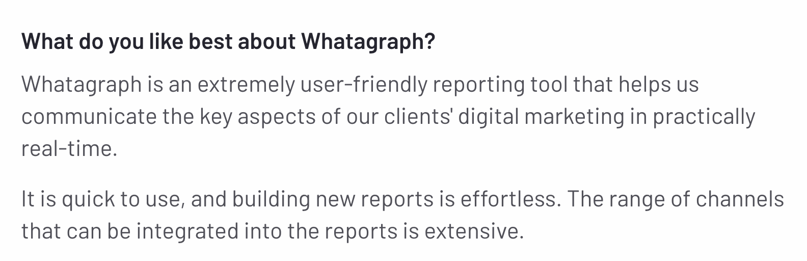 Whatagraph Review - Text describing the benefits of using Whatagraph.