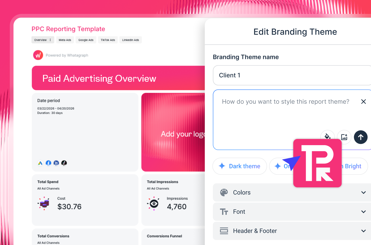 White Label Report - PPC reporting template with branding theme options.